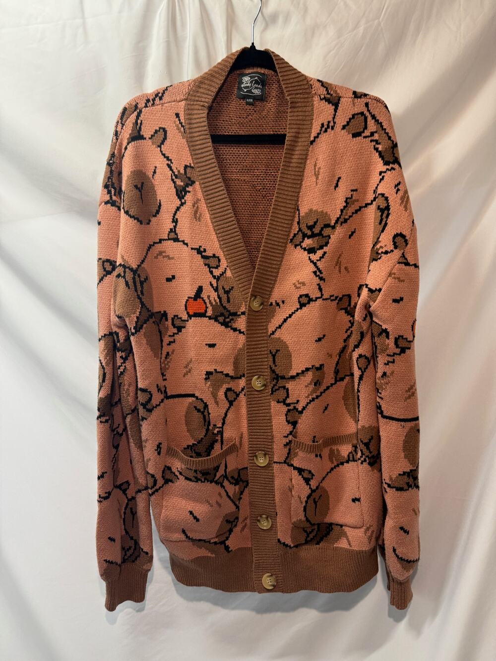Steady Hands Capybara With Me Cardigan XL XXL Brown Oversized Kawaii